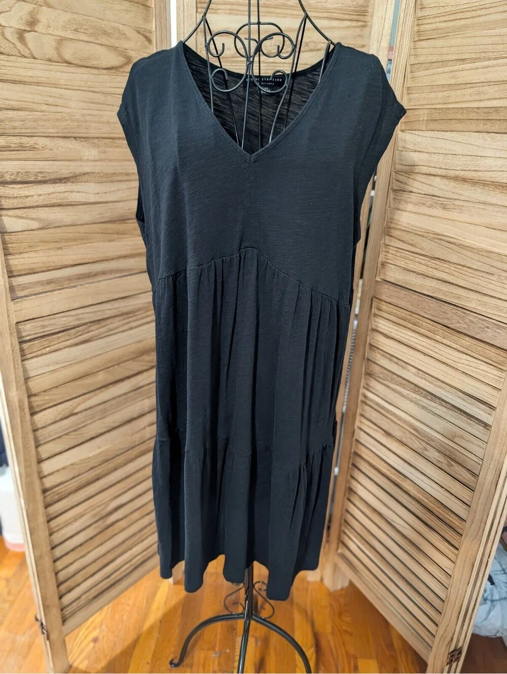 SANCTUARY Women's Black Summer Skimmer Dress Size XL V-Neck Cap Sleeve $89